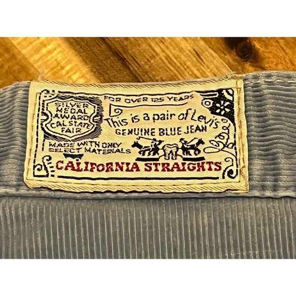 Vintage Levis California Straights Corduroy Pants Sz 26 Lt Blue High Rise EUC - Picture 2 of 10